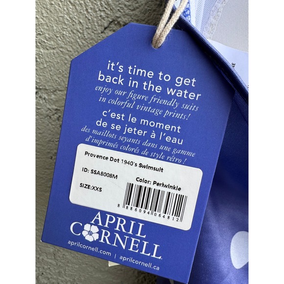 April Cornell NEW Retro Swimsuit Periwinkle Polka Dot Halter One Piece - Picture 7 of 9